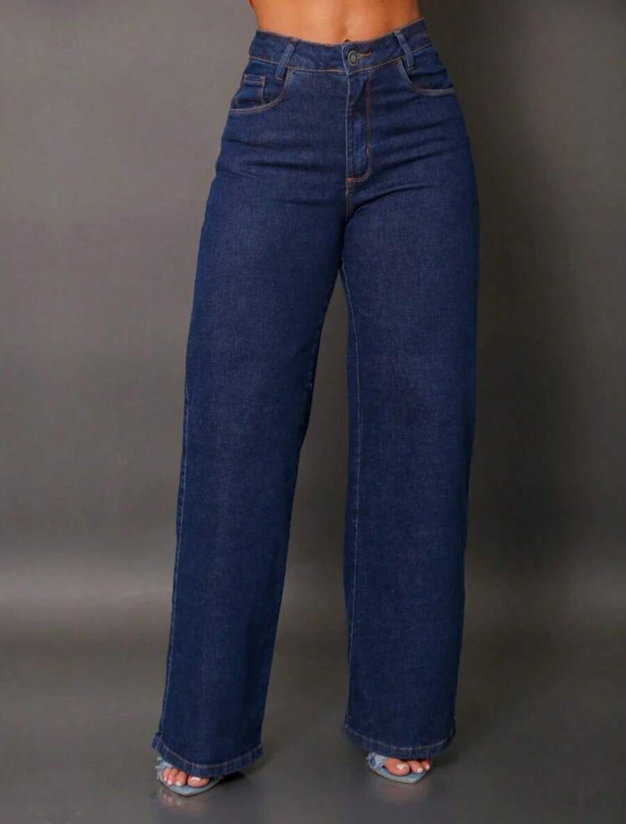 WED LEG Jeans - Azul lavado oscuro - Ver 1