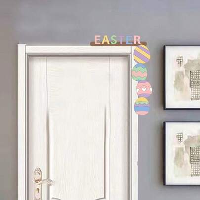Door Toppers Set Of 2 Bunny Easter Egg Pattern Door Frame Decor Wood Door Corner Decor For Easter Door Decoration