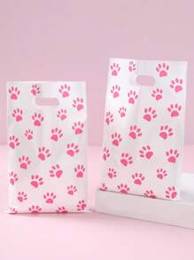 10/25/50 pièces Sacs cadeaux avec empreintes de pattes de chien roses, sacs d'emballage thème de révélation de genre avec empreintes de pattes, cadeaux pour anniversaires, mariages, baby showers, fêtes de révélation de genre, fournitures pour boutiques, sacs à provisions