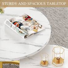 Living Room Coffee Table Set Of 2 - Nesting Side Tables With Storage (60*60*50.5cm), Round Wooden Top With Sturdy Metal Frame, Easy To Assemble - White - View 5