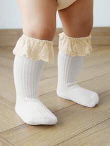 1 Pair Baby Lace Anti-Slip Floor Socks With Grips - Beige - View 4