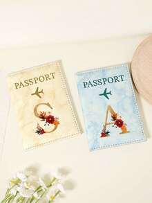 1pc A-Z 26 Letters Fashionable Letter Print Stylish Burgundy Passport Cover, Premium PU Leather Passport Wallet With Multi-Card Pockets For Credit Cards, Boarding Passes, And IDs, Compact And Portable Travel Essentials Organizer For Women, Men Graduation - Pink - View 10