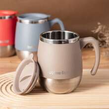 1pc 500ml Stainless Steel Mug With Lid, Outdoor Camping Gathering Novelty Highly Attractive Large Belly Cup, Office Coffee Mug, Double Walled Insulated Anti-Scald Tea Cup, Home Dormitory Insulated Water Bottle - Multicolor - View 5