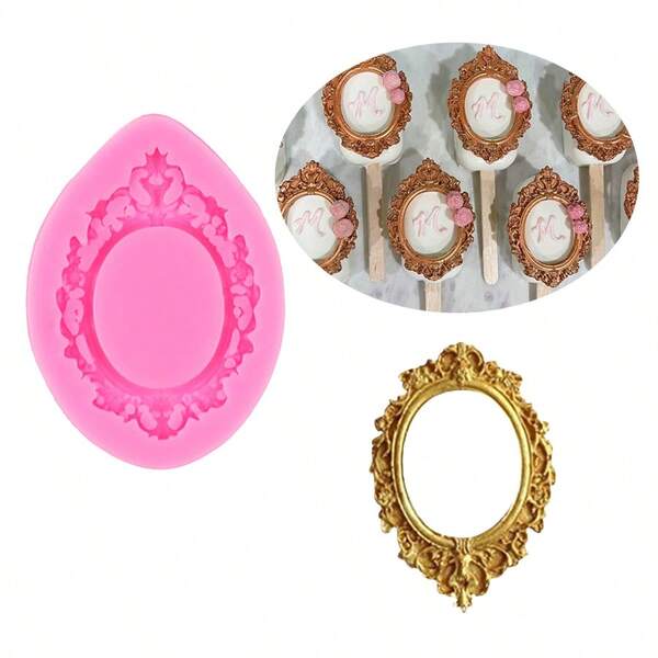 1 قطعة إطار صورة زهري مُزخرف بطراز عتيق، قالب من السيليكون لزخرفة الحرف اليدوية لصنع الكيك والشوكولاتة والطين والجبس والشمع