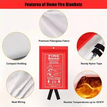 1/2/4-Pack Fire Blanket For Home And Kitchen – Heavy-Duty Fiberglass Flame Retardant Emergency Blanket, Essential Fire Suppression Tool For Survival, Safety, And Protection In Household, Kitchen, And Emergency Situations. - Red - View 3