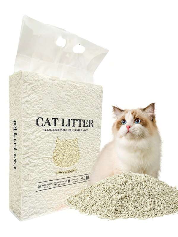 6L geruchsabsorbierendes Katzenstreu aus Tofu, schnell aufquellend, gute Wasseraufnahme, Katzen Haustierzubehör, Leckerchen, Bentonit Katzenstreu