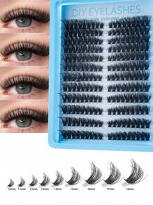 60/192/216pcs Cluster Lashes DIY Eyelash Extension D Curl Long Individual Lashes Mixed Tray Faux Mink Lash Clusters Extensions