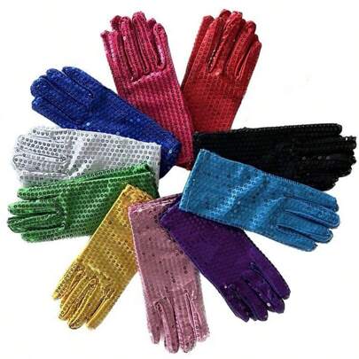 1pc Glitter Sequin Performance/Party Gloves, Suitable For Dance, Stage, Event, Outdoor Sailor Dance