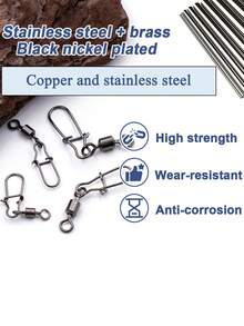 50pcs,Stainless Steel Fishing Connector Pin 1# 2# 3# 4#5# 6# 7# 8#10#12#14# Bearing Rolling Swivel With Snap Fishhook Lure Accessories,A Set Of 50,Without Box - Multicolor - View 4