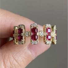 1 Piece Of Retro Heavy-Duty Ring, A Light Luxury Niche High-End Ring Worn By Women In Daily Life - 紅色 - 查看 1