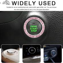 Pegatina/Calcomanía con botón de arranque del motor adornado con cristales y diamantes, accesorios brillantes para el interior del automóvil, anillo decorativo para la llave de encendido - Rosa - Ver 10
