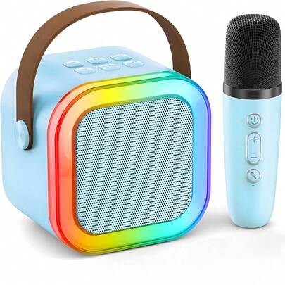 Altavoz Bluetooth Karaoke Portátil con 1 Micrófono - Efectos de Voz, Luces de Colores y Tecnología Bluetooth 5.0