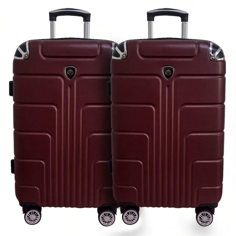 Kit Maletas Viaje Avión Carry on 2pz 10kilos Con Candado De Seguridad Ruedas 360 Set 20+20 Pulgadas Cabina - Vino - Ver 1