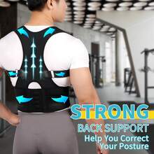 Back Brace Posture Corrector For Women And Men Back Lumbar Support Shoulder Posture Support For Improve Posture Provide And Boost Self-Confidence - Black - View 6