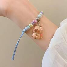 6 件可爱水豚珠手链，混色树脂珠，动物主题花卉挂饰，多功能珠宝，生日和母亲节日礼物 - 彩色 - 查看 8