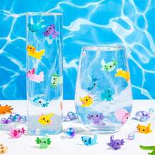 20 piezas de mini figuras de resina de ajolote, variedad de 8 colores, figuras pequeñas de resina, formas de animales ocultos de plástico, para paisaje miniatura, acuario, maceta, decoración de casa de muñecas DIY - Salamandra color aleatorio - Ver 4