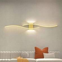 1 Piece Modern Gold LED Wall Sconce, Iron Body, Acrylic Shade, Easy DIY Assembly, Charging Cable Not Included, Suitable For Office, Bedroom, Dining Room, Hallway, Outdoor Decorative Lighting, Birthday Gift For Friends, With Remote Control, Adjustable Brightness