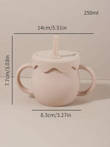 1pc Personalized Silicone 250ml Baby Bear Sippy Cup With Handles, Children's Milk And Water Drinking Cup Spill-Proof Dinnerware - Multicolor - View 2