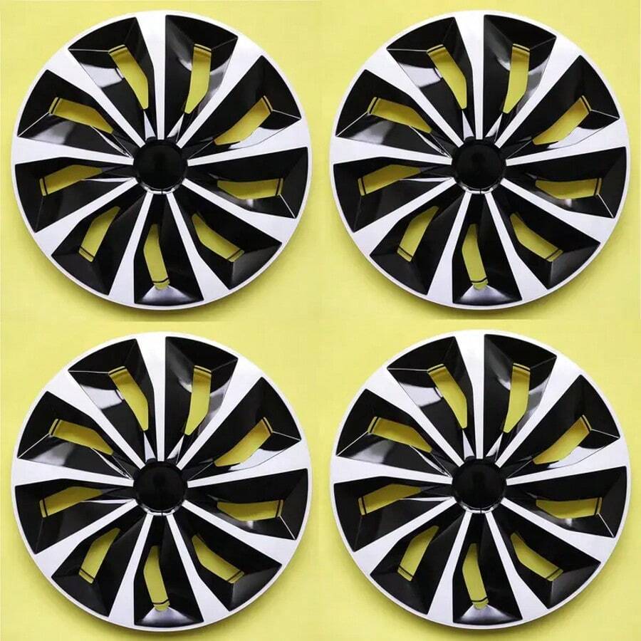 4-Piece Car Wheel Cover, 16-Inch Alloy Wheel Cover, PP Plastic, Silver Decorative Car Wheel Rim Decoration, Universal Suitable For Vehicle Accessories - 銀色 - 查看 1