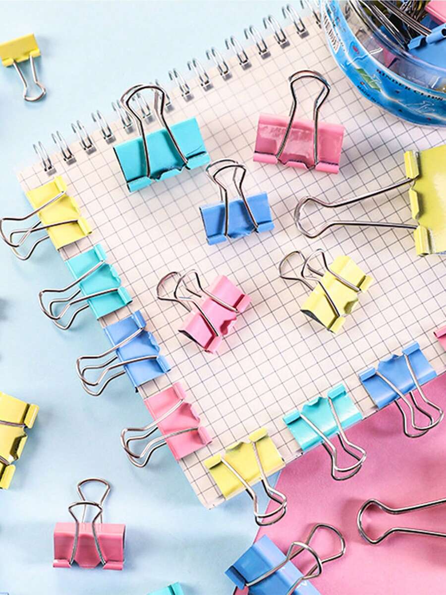 60 piezas de clips de sujeción de metal de colores mixtos de 15mm, tamaño pequeño, ideales para la oficina, regalo de maestro, clips de cocina, estudiantes y colección divertida de papelería. - Multicolor - Ver 1