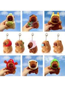 Soft Capybara Plush Keychain Toy Realistic Cute Capybara Stuffed Animals Toy Capybara Plushie, Pendant For Backpack Handbag Birthday Gift,Stuffed Toy,Pink Capybara,Party Favors For Kids, Birthday Decoration
