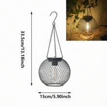 1pc Outdoor Solar Hanging Lamp, Iron Wire Cage With Tungsten Filament Bulb, Decorative Garden Lighting For Garden, Yard, Balcony, Patio, Path