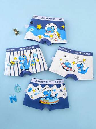 4st/pack, barn, pojkar, astronaut- och dinosaurietrosor, shorts-set för barn