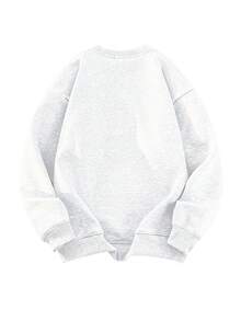 Blueplus Men's Classic Crew Neck Sweatshirt - Autumn Winter Collection - Solid Color - Regular Fit, Long Sleeve Ribbed Pullover For Casual Everyday Wear - White Gray - View 4