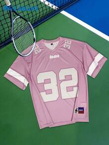 GEMCHO Letter Print Short Sleeve T-Shirt, Streetwear Sports Casual,Suitable For Daily Wear, Summer - Pink - View 4