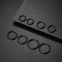 4 pares de pendientes de aro tipo "huggie" de acero inoxidable quirúrgico 316L de 6mm, 8mm, 10mm y 12mm, hipoalergénicos, para cartílago, hélix y lóbulos, tipo bisagra, para hombres y mujeres