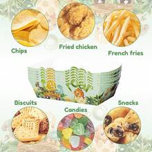 6 piezas/12 piezas Bandeja de comida con diseño de dinosaurio lindo, plato para papas fritas con estampado de Triceratops, adecuado para fiestas de cumpleaños con tema de dinosaurios, fiestas de palomitas, bodas y eventos al aire libre, vajilla desechable, Navidad - Multicolor - Ver 5