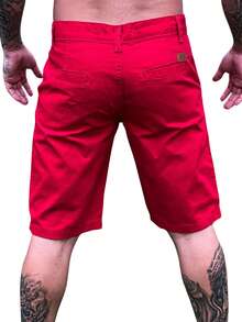 Men Denim Shorts - Red - View 3