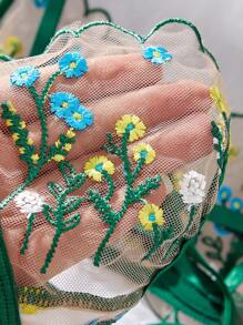 Damen Spitzen Ditsy Blumen Stickerei Sexy Dessous Set, zierliche Ditsy Blumen klassische sinnliche Stickerei, Rave