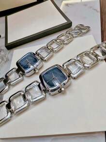 1 pieza Reloj de mujer de alta gama con estilo francés sencillo y elegante, personalizado, con incrustaciones exquisitas de rhinestones, esfera de nácar, correa de acero inoxidable hueca, diseño retro elegante y de lujo versátil, resistente al agua, reloj de cuarzo adecuado para ocio, vacaciones, fiestas y uso diario, se puede usar como un regalo de cumpleaños u ocasión festiva
