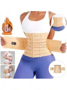 1 Pc Waist Trainer Corset For Women Tummy Control Sport Workout Body Shaper Lumbar Trainer Organizer. Faster Shaping And Lumbar Support Can Help Improve Posture And Relieve Back Pain - Beige - View 4