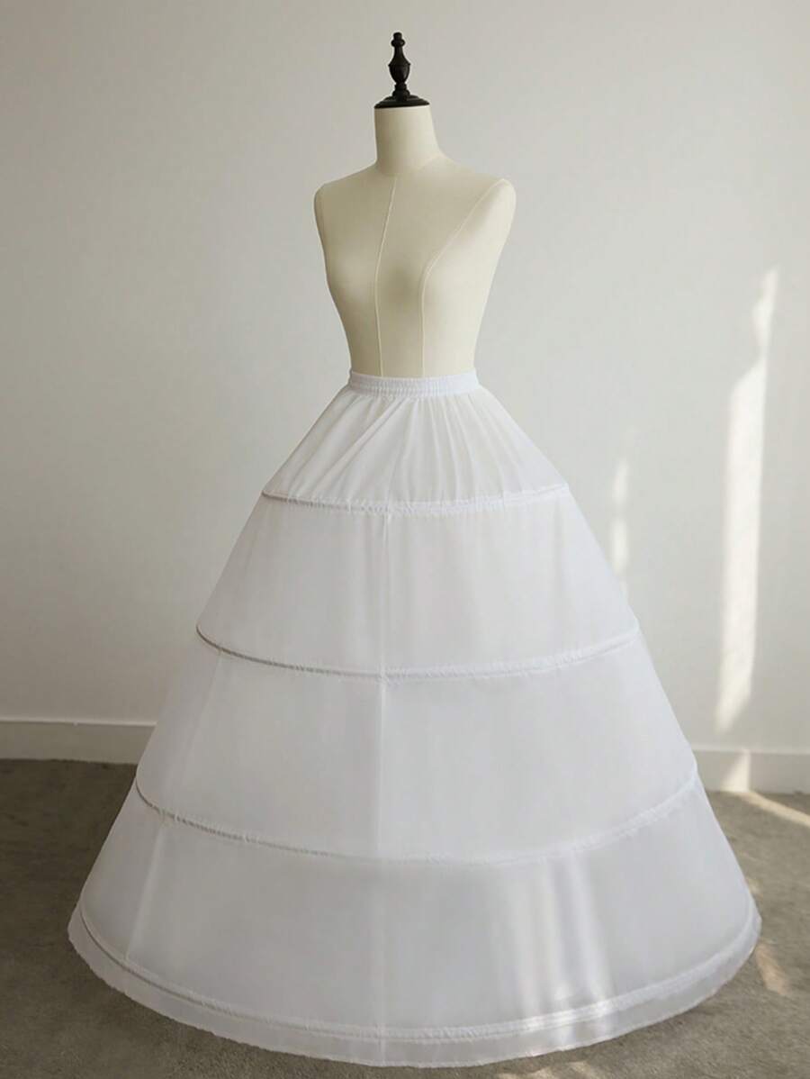 4 Steel Hoops Crinoline Petticoat, Bridal Wedding Dress Slip, Adjustable Lolita Princess Skirt Underskirt Fall Clothes For Women