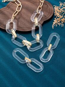 Women's Jewelry Set - Fashion Transparent Acrylic Simple Necklace Earrings Three Pieces Set - Transparent - View 4