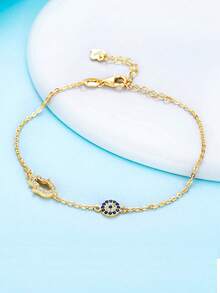 Kaletine سوار فضة عيار 925 بقطعة واحدة من حجر الزركونيا والعين النخيل