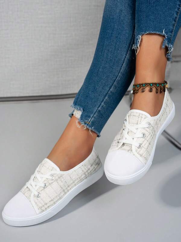 Damskie modne buty do jazdy na deskorolce, białe trampki z nadrukiem w panterkę, z blokami kolorów, sznurowane, niskie, z grubą podeszwą, uniwersalne, codzienne buty sportowe na świeżym powietrzu