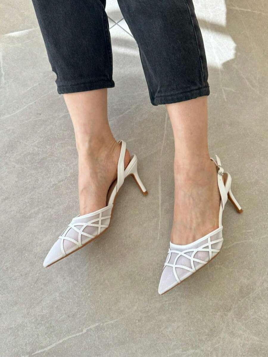 High Heel Shoes, Elegant Business Party Outdoor Wedding - White - View 1
