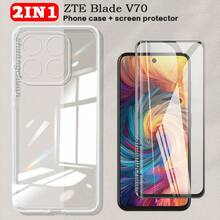 2IN1 Cho ZTE Blade V70 Màn Hình Kính Cường Lực Phim Nubia V70 Bao Phủ Toàn Màn Hình Của Ốp Lưng Điện Thoại Trong Suốt Chống Rơi ZTE Blade V70 Max Case - 2in1 - Xem 2