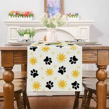 Summer Table Runner With Runner, Sun, Dog And Heart Pattern, Home Kitchen Decorative Table Decor For Summer - Yellow - View 6