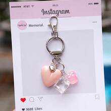 Resin Heart Keychain Acrylic Dice Y2K Bag Charms Keychain Summer - Multicolor - View 5
