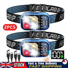 Rechargeable Headlamp Flashlight Bright LED Waterproof Motion Sensor Headlights Emergency Head Lamp Camping Fishing Head Light - Black - View 3