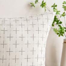 1 件白色（不含枕芯）星空图案装饰枕套，时尚几何图案亚麻外观靠垫套，适合日常、节日、客厅沙发、卧室、餐厅、派对、所有季节 - 白色 - 查看 4