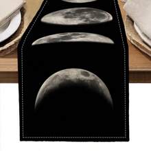 1 pièce Nappe de la série Lune, 4 pièces Sets de table imprimés Lune, convient pour les festivals, les fêtes, les anniversaires, les dîners, les cuisines, les salles à manger, la décoration de la maison toute l'année, drapeaux de table