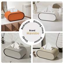 Étui pour boîte à mouchoirs en PU avec fermeture magnétique, support de boîte à mouchoirs elliptique moderne, organisateur décoratif pour comptoir de salle de bain, tables de chevet, bureau de chambre à coucher