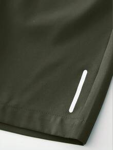 1pc Teen & Boys' Casual Sports Fashion Versatile Solid Color Shorts, Summer - Army Green - View 6