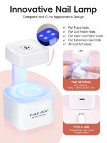peacecolor 5Colors Poly Nail Gel 16ML Kit With Mini UV/LED Nail Lamp, Brown And Black Glitter Poly Extension Gel Polish & 30ML Nail Cleaner Slip Solution, 50PCS Nail Form, Multicolor Nail Rhinestone, 8ML Base And Top Coat. Builder Nail Gel Set Nail Supplies Extension Tool For Women Nail DIY Ideal Gift
