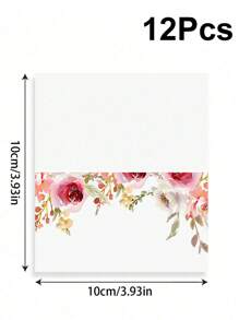 24pcs Floral Pink & Green Themed Foldable Wedding Place Cards, Suitable For Wedding Reception, Party, Birthday, Can Be Written On